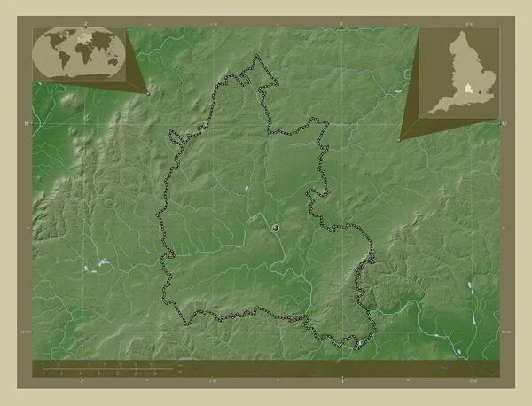 Oxfordshire Διοικητική Περιφέρεια Αγγλίας Μεγάλης Βρετανίας Υψόμετρο Χάρτη Χρωματισμένο Στυλ — Φωτογραφία Αρχείου