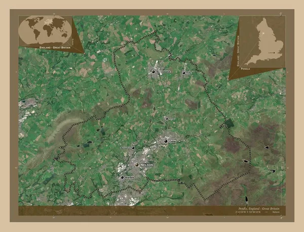 Pendle Englands Icke Storstadsdistrikt Storbritannien Lågupplöst Satellitkarta Platser Och Namn — Stockfoto