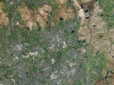 Rochdale, İngiltere 'nin idari ilçesi - Büyük Britanya. Yüksek çözünürlüklü uydu haritası
