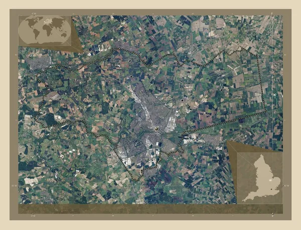 Staden Peterborough Enhetlig Myndighet England Storbritannien Högupplöst Satellitkarta Platser För — Stockfoto