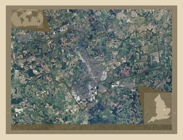 City Peterborough Unitary Authority England Great Britain High Resolution Satellite — Stock Photo, Image