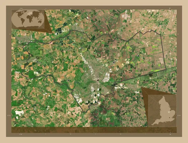 彼得堡市 英格兰的单一政权 大不列颠 低分辨率卫星地图 该区域主要城市的所在地点 角辅助位置图 — 图库照片