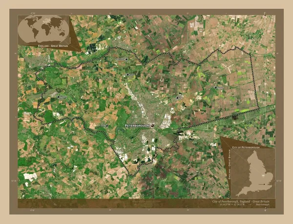 Cidade Peterborough Autoridade Unitária Inglaterra Grã Bretanha Mapa Satélite Baixa — Fotografia de Stock