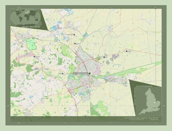 City Peterborough Unitary Authority England Great Britain Open Street Map — Stock Photo, Image