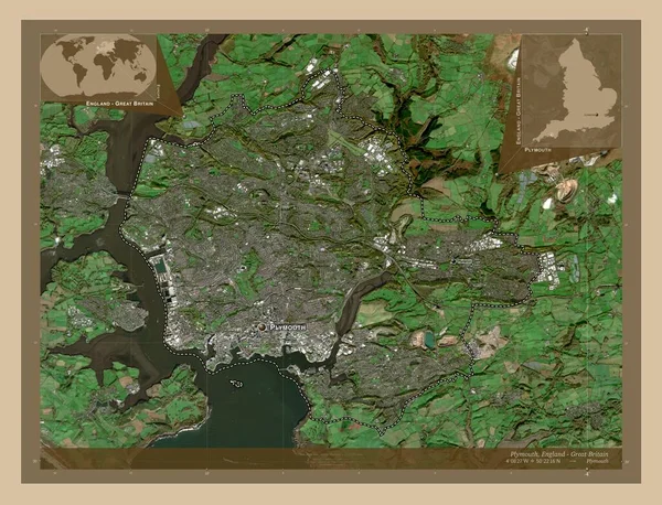 Plymouth Autorità Unitaria Dell Inghilterra Gran Bretagna Mappa Satellitare Bassa — Foto Stock