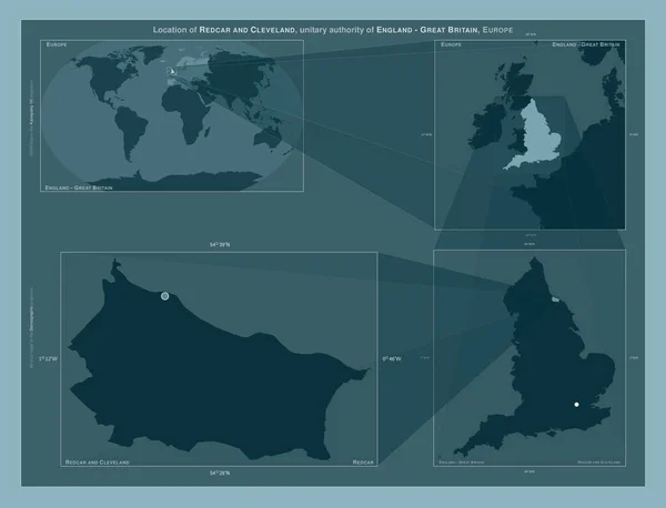 Редкар Кливленд Единая Власть Англии Великобритании Диаграмма Показывающая Расположение Региона — стоковое фото