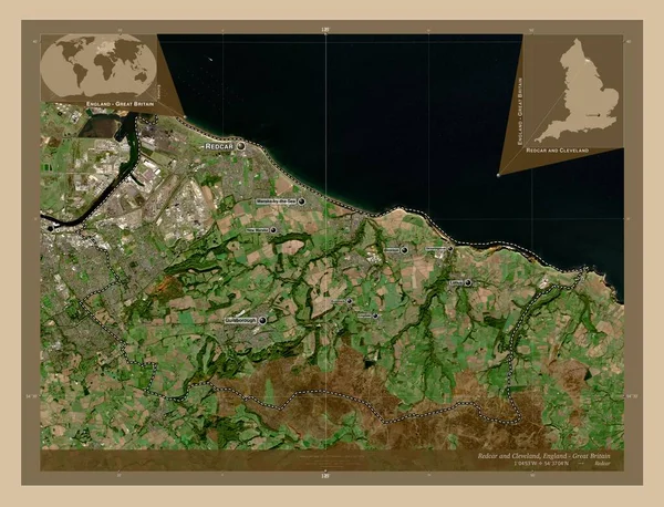 Redcar Cleveland Autoridad Unitaria Inglaterra Gran Bretaña Mapa Satelital Baja — Foto de Stock