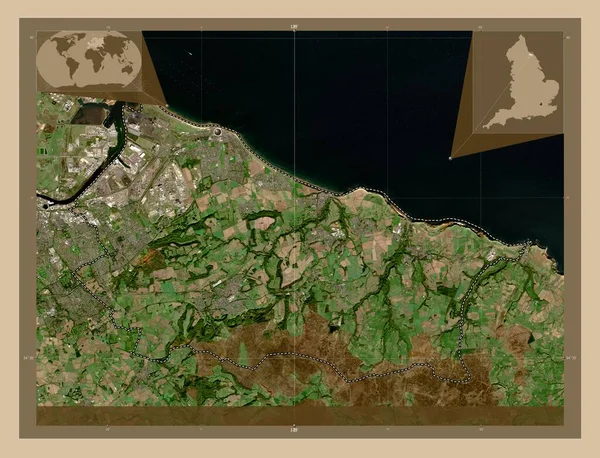 Redcar Cleveland Autoridad Unitaria Inglaterra Gran Bretaña Mapa Satelital Baja — Foto de Stock