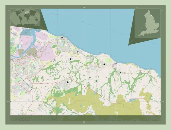 Редкар Кливленд Единая Власть Англии Великобритании Карта Улиц Места Расположения — стоковое фото