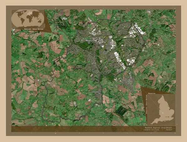 Redditch Nicht Metropolregion Von England Großbritannien Satellitenkarte Mit Niedriger Auflösung — Stockfoto
