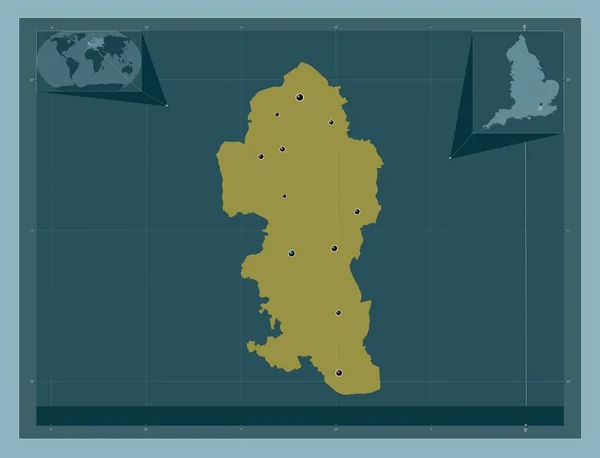 Reigate Banstead Non Metropolitan District England 大不列颠 固体的颜色形状 该区域主要城市的所在地点 角辅助位置图 — 图库照片