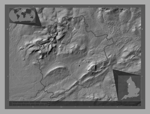 Рибббл Вэлли Неметаллический Район Англии Великобритания Карта Рельефа Билевела Озерами — стоковое фото