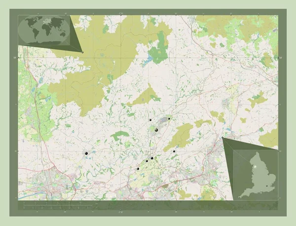 Ribble Valley Niemetropolitalna Dzielnica Anglii Wielka Brytania Otwórz Mapę Ulic — Zdjęcie stockowe