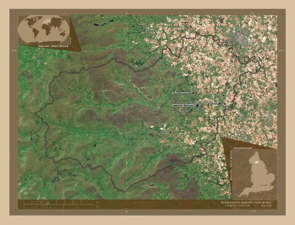 Ричмондшир Необитаемый Район Англии Великобритания Карта Спутника Низкого Разрешения Места — стоковое фото