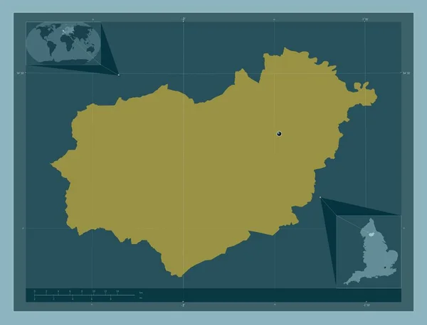 イギリスの首都圏ではないリッチモンドシャー州 イギリス しっかりした色の形 コーナー補助位置図 — ストック写真