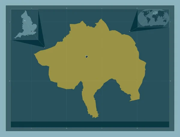 イギリスの首都圏ではないロサンゼール イギリス しっかりした色の形 コーナー補助位置図 — ストック写真