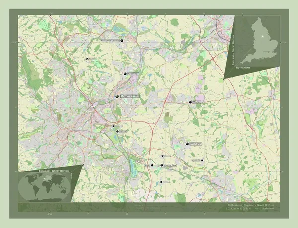 Rotherham Hrabstwo Administracyjne Anglii Wielka Brytania Otwórz Mapę Ulic Lokalizacje — Zdjęcie stockowe