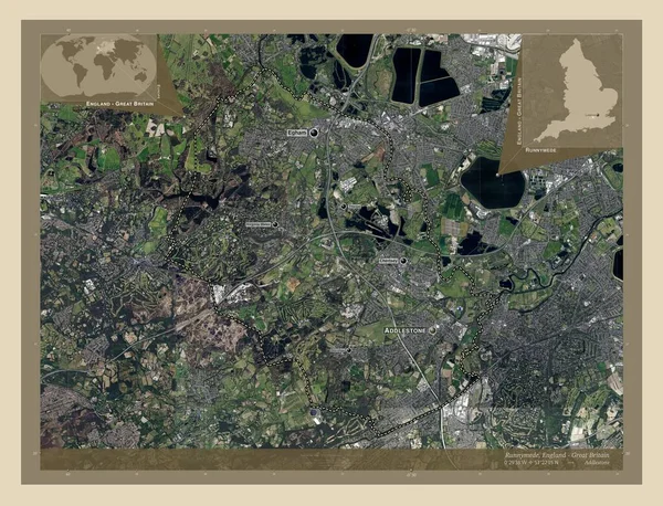 Runnymede Nicht Metropolregion Von England Großbritannien Hochauflösende Satellitenkarte Orte Und — Stockfoto