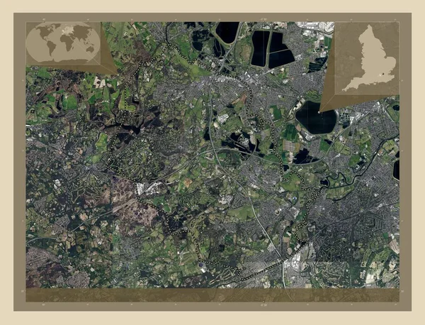 Runnymede Englands Icke Storstadsdistrikt Storbritannien Högupplöst Satellitkarta Hjälpkartor För Hörnen — Stockfoto