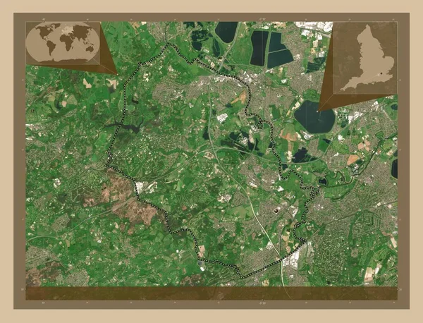 Runnymede 英格兰非都市地区 大不列颠 低分辨率卫星地图 角辅助位置图 — 图库照片