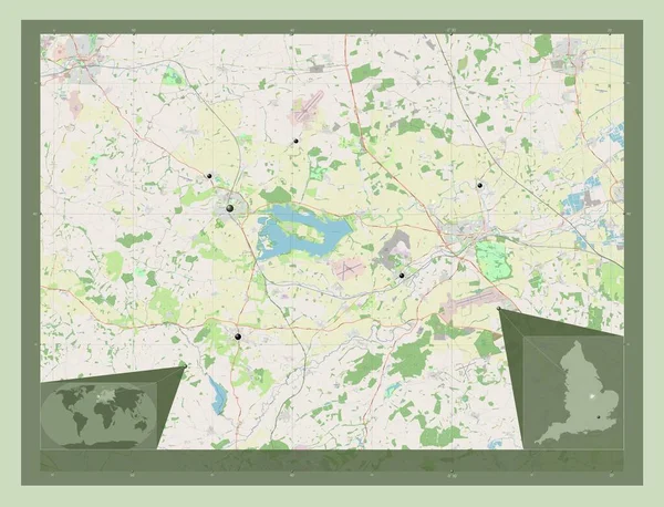 拉特兰 英格兰的单一政权 大不列颠 开放街道地图 该区域主要城市的所在地点 角辅助位置图 — 图库照片