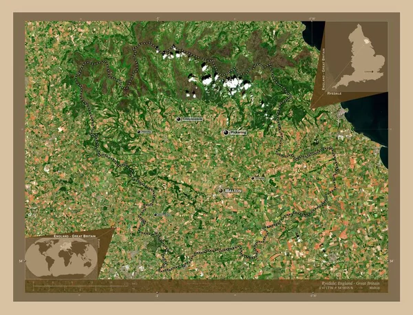 Ryedale Distrito Não Metropolitano Inglaterra Grã Bretanha Mapa Satélite Baixa — Fotografia de Stock