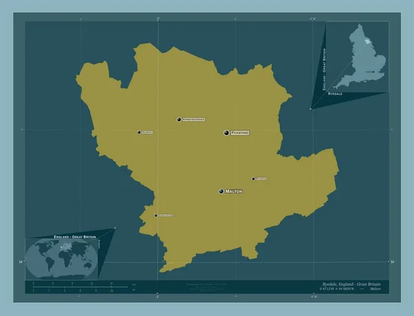 Ryedale Nicht Metropolregion Von England Großbritannien Einfarbige Form Orte Und — Stockfoto