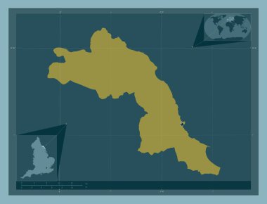 Scarborough, İngiltere 'nin metropolitan olmayan bölgesi, Büyük Britanya. Katı renk şekli. Köşedeki yedek konum haritaları