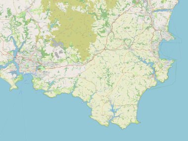South Hams, İngiltere 'nin metropolitan olmayan bölgesi - Büyük Britanya. Açık Sokak Haritası