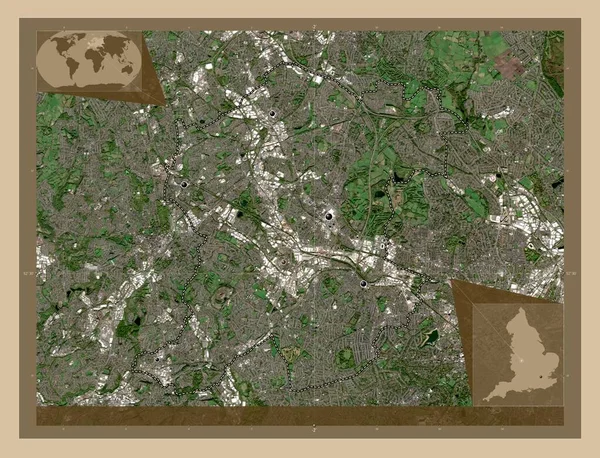 Sandwell Bestuurlijke Graafschap Engeland Groot Brittannië Lage Resolutie Satellietkaart Locaties — Stockfoto