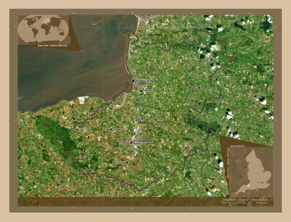 Sedgemoor Distretto Non Metropolitano Dell Inghilterra Gran Bretagna Mappa Satellitare — Foto Stock