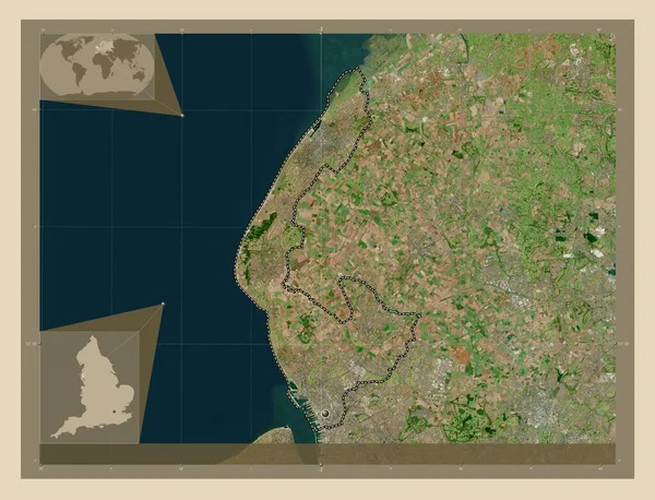Sefton Condado Administrativo Inglaterra Gran Bretaña Mapa Satelital Alta Resolución — Foto de Stock