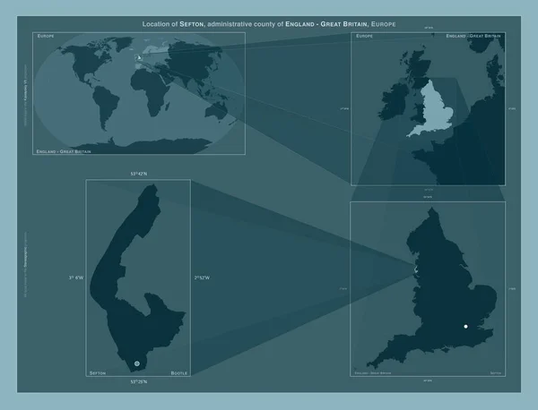 Сефтон Административное Графство Англия Великобритания Диаграмма Показывающая Расположение Региона Крупных — стоковое фото