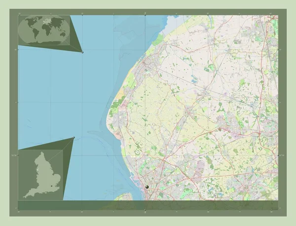 Сефтон Административное Графство Англия Великобритания Карта Улиц Вспомогательные Карты Расположения — стоковое фото