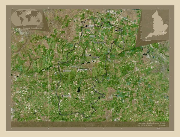 Sevenoaks Niet Grootstedelijk District Van Engeland Groot Brittannië Satellietkaart Met — Stockfoto