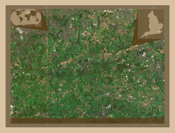 十七克 英格兰的非都市地区 大不列颠 低分辨率卫星地图 角辅助位置图 — 图库照片