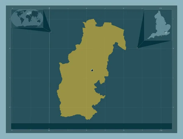 イングランドの首都圏ではない地域 セボークス イギリス しっかりした色の形 コーナー補助位置図 — ストック写真