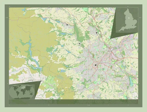 Sheffield Condado Administrativo Inglaterra Gran Bretaña Open Street Map Ubicaciones —  Fotos de Stock