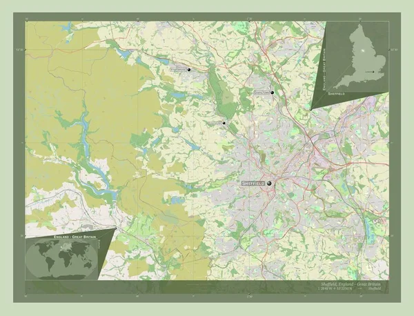 Sheffield Condado Administrativo Inglaterra Gran Bretaña Open Street Map Ubicaciones —  Fotos de Stock