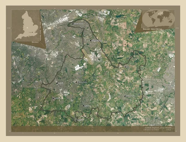 Solihull Unitaire Autoriteit Van Engeland Groot Brittannië Satellietkaart Met Hoge — Stockfoto