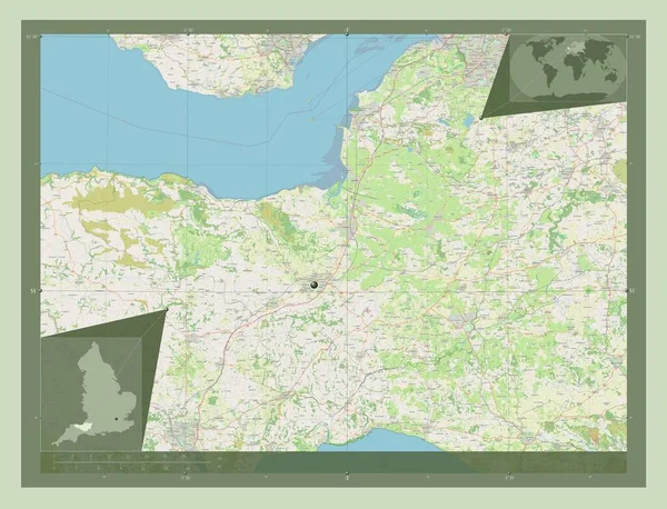 Сомерсет Административный Округ Англии Великобритания Карта Улиц Вспомогательные Карты Расположения — стоковое фото