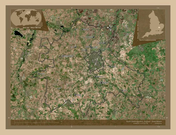 South Cambridgeshire Distrito Metropolitano Inglaterra Gran Bretaña Mapa Satelital Baja —  Fotos de Stock