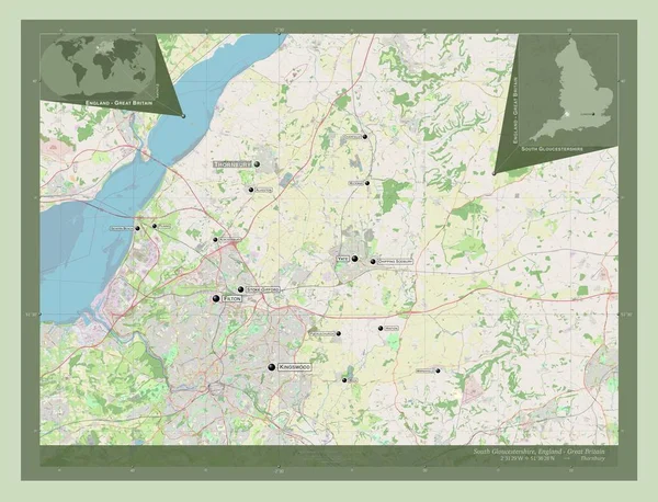 Южный Глостершир Унитарный Орган Англии Великобритании Карта Улиц Места Названия — стоковое фото
