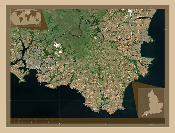 South Hams Distrito Metropolitano Inglaterra Gran Bretaña Mapa Satelital Baja — Foto de Stock