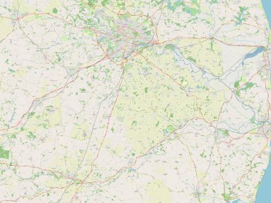 Güney Norfolk, İngiltere 'nin metropolitan olmayan bölgesi - Büyük Britanya. Açık Sokak Haritası