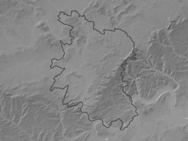 Güney Oxfordshire, İngiltere 'nin metropolitan olmayan bölgesi - Büyük Britanya. Gölleri ve nehirleri olan gri tonlama yükseklik haritası