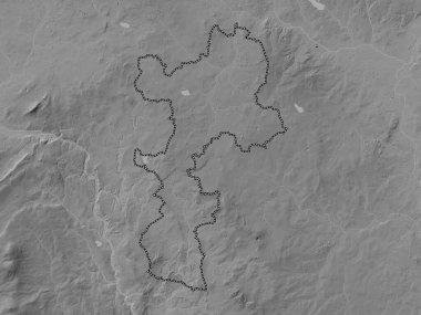 Güney Staffordshire, İngiltere 'nin metropolitan olmayan bölgesi - Büyük Britanya. Gölleri ve nehirleri olan gri tonlama yükseklik haritası