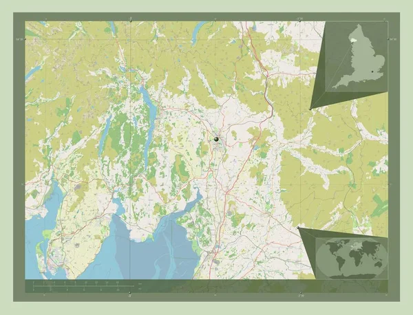 Південний Лейкленд Нестоличний Район Англії Велика Британія Відкрита Карта Вулиць — стокове фото