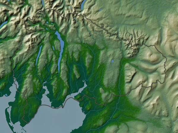 Южный Уэльс Необитаемый Район Англии Великобритания Цветная Карта Высот Озерами — стоковое фото
