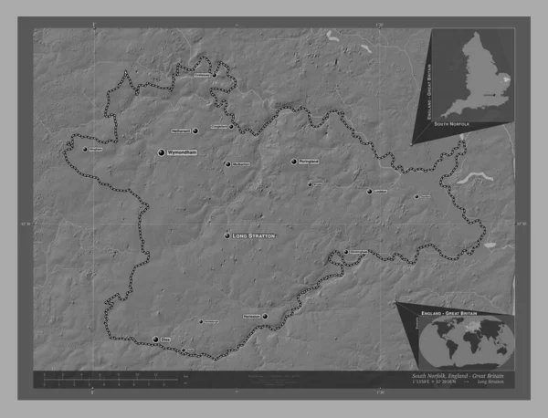 Південний Норфолк Нестоличний Район Англії Велика Британія Білевелівська Карта Висот — стокове фото